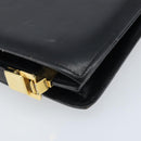 CELINE Horse Carriage Shoulder Bag Leather Black Gold Auth ep13665-16