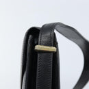 CELINE Horse Carriage Shoulder Bag Leather Black Gold Auth ep13665-10