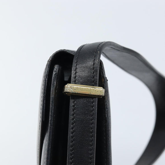 CELINE Horse Carriage Shoulder Bag Leather Black Gold Auth ep13665