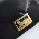 CELINE Horse Carriage Shoulder Bag Leather Black Gold Auth ep13665-17