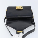 CELINE Horse Carriage Shoulder Bag Leather Black Gold Auth ep13665-11
