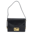 CELINE Horse Carriage Shoulder Bag Leather Black Gold Auth ep13665-13