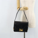 CELINE Horse Carriage Shoulder Bag Leather Black Gold Auth ep13665-24