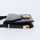 CELINE Horse Carriage Shoulder Bag Leather Black Gold Auth ep13665-4