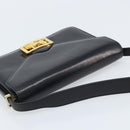 CELINE Horse Carriage Shoulder Bag Leather Black Gold Auth ep13665-6
