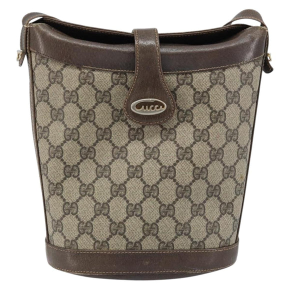 GUCCI GG Supreme Umhängetasche PVC Beige Gold Auth ep13670