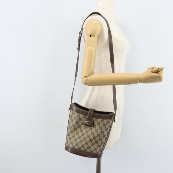 GUCCI GG Supreme Umhängetasche PVC Beige Gold Auth ep13670