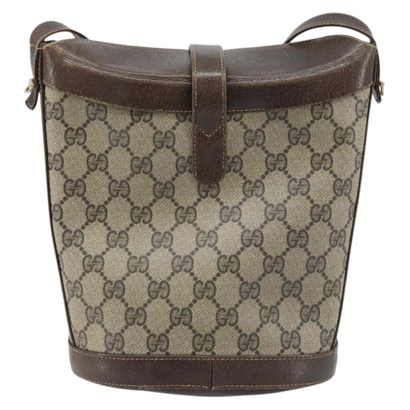 GUCCI GG Supreme Umhängetasche PVC Beige Gold Auth ep13670