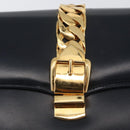 GUCCI Shoulder Bag Leather Navy Gold Auth ep13673-17