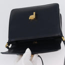 GUCCI Shoulder Bag Leather Navy Gold Auth ep13673-18