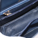 GUCCI Shoulder Bag Leather Navy Gold Auth ep13673-11