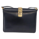 GUCCI Shoulder Bag Leather Navy Gold Auth ep13673-2