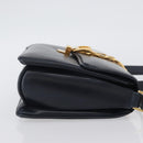 GUCCI Shoulder Bag Leather Navy Gold Auth ep13673-3
