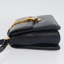GUCCI Shoulder Bag Leather Navy Gold Auth ep13673-4
