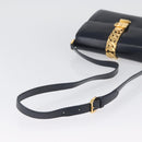 GUCCI Shoulder Bag Leather Navy Gold Auth ep13673-7