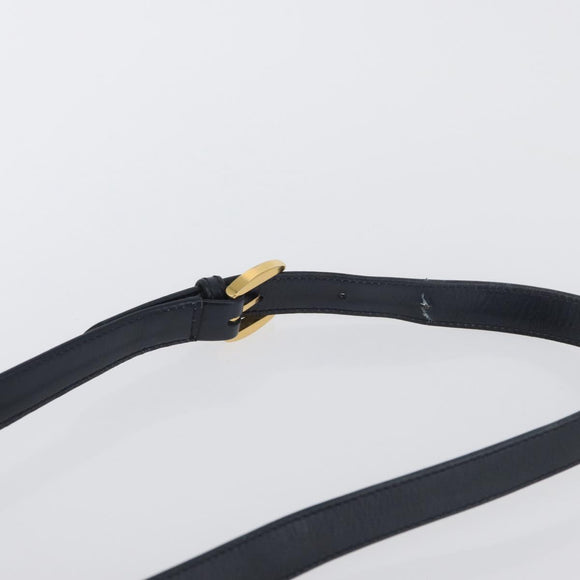 GUCCI Shoulder Bag Leather Navy Gold Auth ep13673