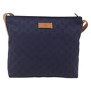GUCCI GG Canvas Shoulder Bag Nylon Navy Silver 314529 Auth ep13678-2