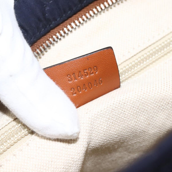 GUCCI GG Canvas Shoulder Bag Nylon Navy Silver 314529 Auth ep13678