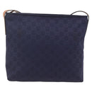 GUCCI GG Canvas Shoulder Bag Nylon Navy Silver 314529 Auth ep13678-3