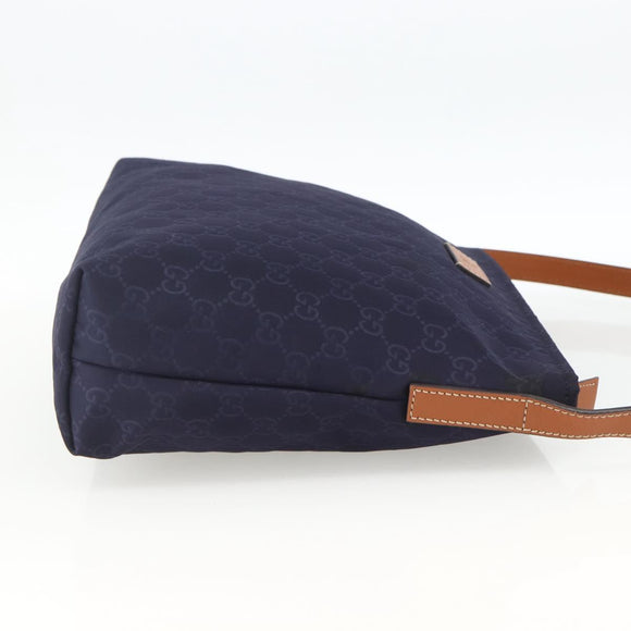 GUCCI GG Canvas Shoulder Bag Nylon Navy Silver 314529 Auth ep13678