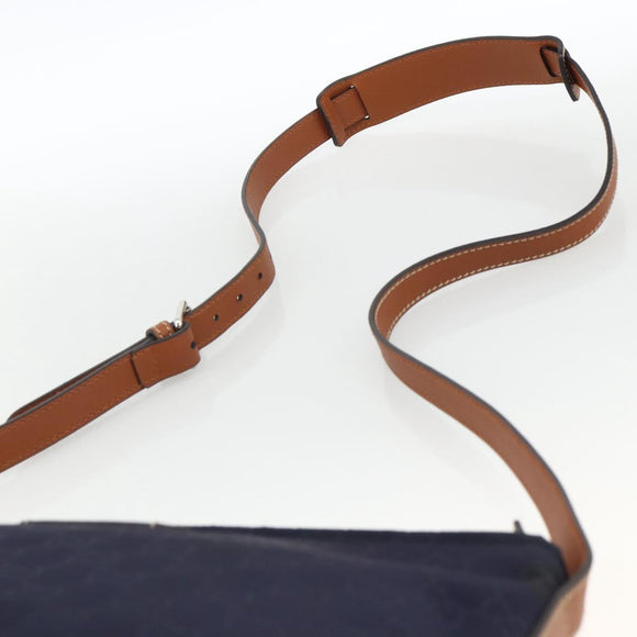 GUCCI GG Canvas Shoulder Bag Nylon Navy Silver 314529 Auth ep13678