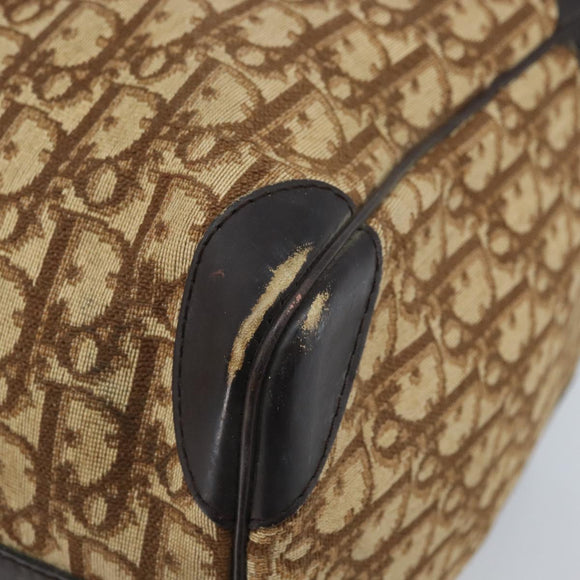 Christian Dior Trotter Canvas Boston Bag Beige Gold Auth ep13683