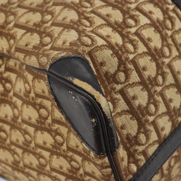 Christian Dior Trotter Canvas Boston Bag Beige Gold Auth ep13683