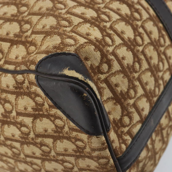 Christian Dior Trotter Canvas Boston Bag Beige Gold Auth ep13683