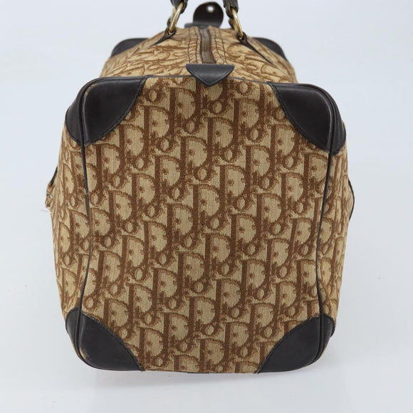 Christian Dior Trotter Canvas Boston Bag Beige Gold Auth ep13683