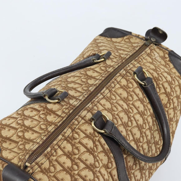 Christian Dior Trotter Canvas Boston Bag Beige Gold Auth ep13683