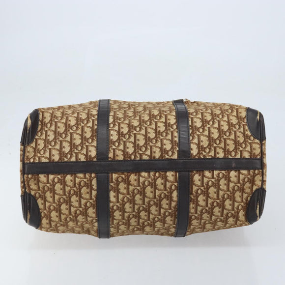 Christian Dior Trotter Canvas Boston Bag Beige Gold Auth ep13683