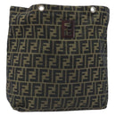 FENDI Zucca Canvas Drawstring Bag Clutch Bag Black Brown Auth ep13685-1