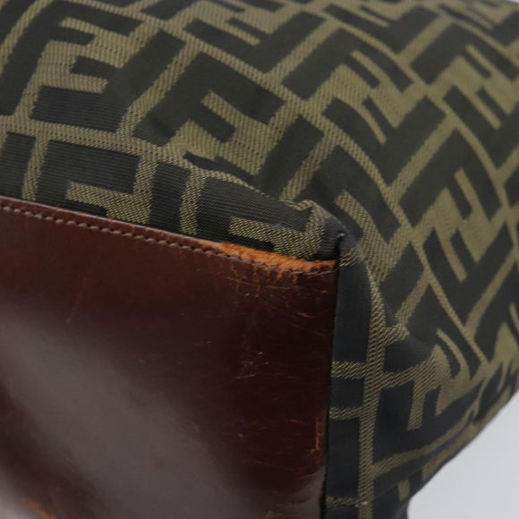 FENDI Zucca Canvas Drawstring Bag Clutch Bag Black Brown Auth ep13685