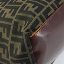 FENDI Zucca Canvas Drawstring Bag Clutch Bag Black Brown Auth ep13685-16