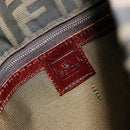 FENDI Zucca Canvas Drawstring Bag Clutch Bag Black Brown Auth ep13685-8