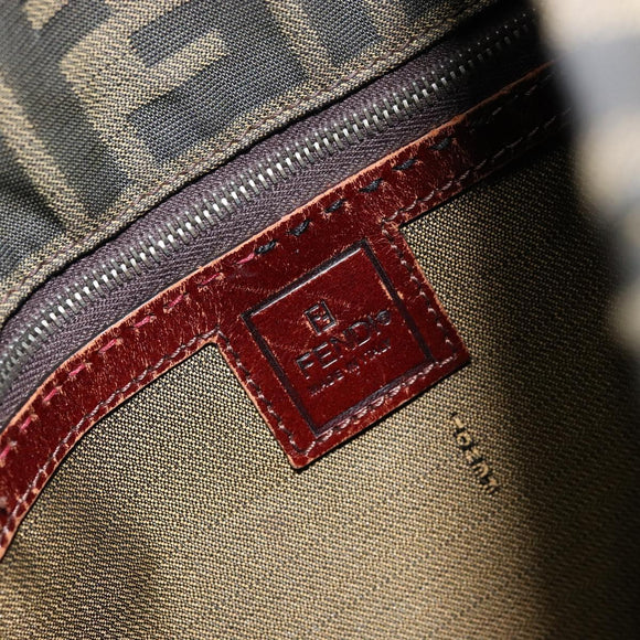 FENDI Zucca Canvas Drawstring Bag Clutch Bag Black Brown Auth ep13685