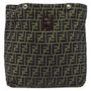 FENDI Zucca Canvas Drawstring Bag Clutch Bag Black Brown Auth ep13685-13