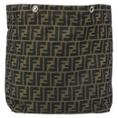 FENDI Zucca Canvas Drawstring Bag Clutch Bag Black Brown Auth ep13685-2