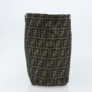 FENDI Zucca Canvas Drawstring Bag Clutch Bag Black Brown Auth ep13685-3