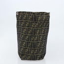 FENDI Zucca Canvas Drawstring Bag Clutch Bag Black Brown Auth ep13685-4