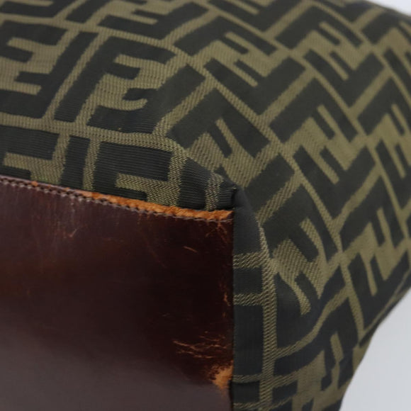 FENDI Zucca Canvas Drawstring Bag Clutch Bag Black Brown Auth ep13685