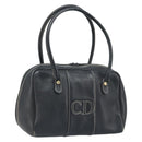 Christian Dior Hand Bag Leather Black Gold Auth ep13686-1