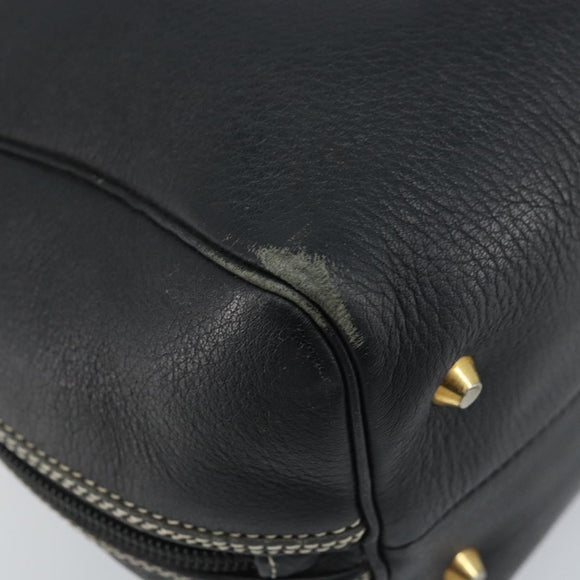 Christian Dior Hand Bag Leather Black Gold Auth ep13686