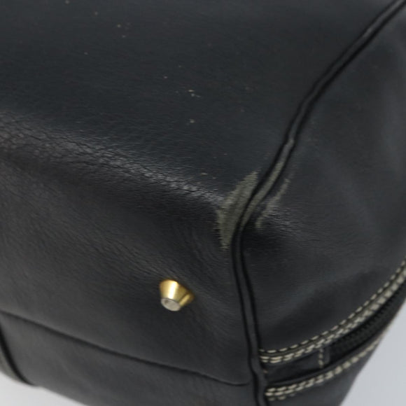 Christian Dior Hand Bag Leather Black Gold Auth ep13686