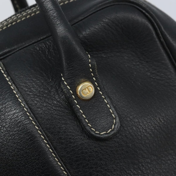 Christian Dior Hand Bag Leather Black Gold Auth ep13686