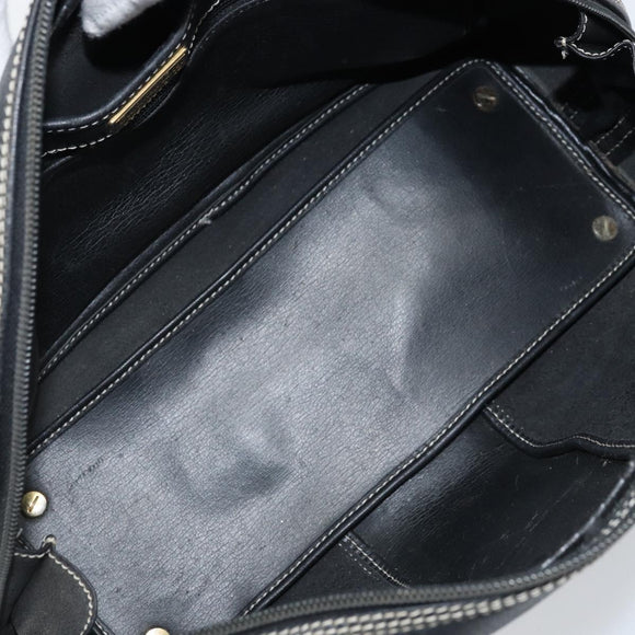 Christian Dior Hand Bag Leather Black Gold Auth ep13686