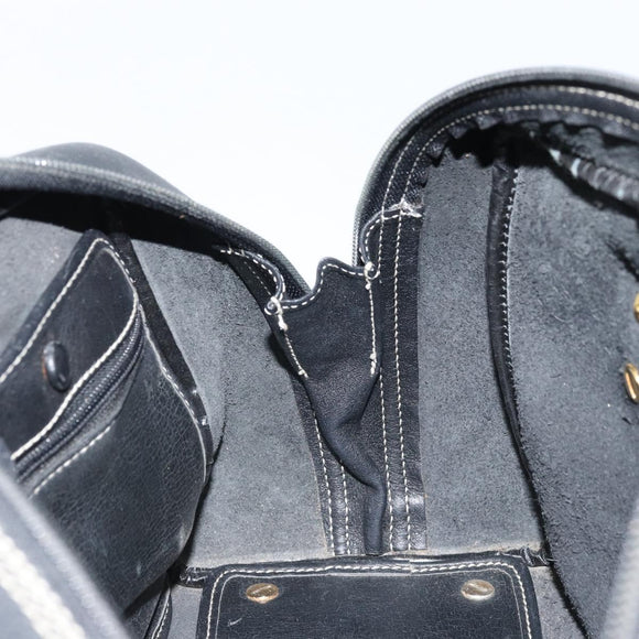 Christian Dior Hand Bag Leather Black Gold Auth ep13686