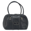 Christian Dior Hand Bag Leather Black Gold Auth ep13686-13