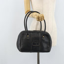 Christian Dior Hand Bag Leather Black Gold Auth ep13686-23