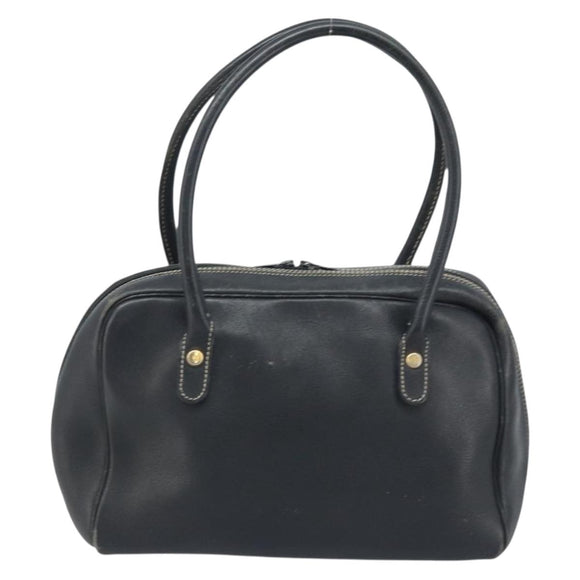 Christian Dior Hand Bag Leather Black Gold Auth ep13686